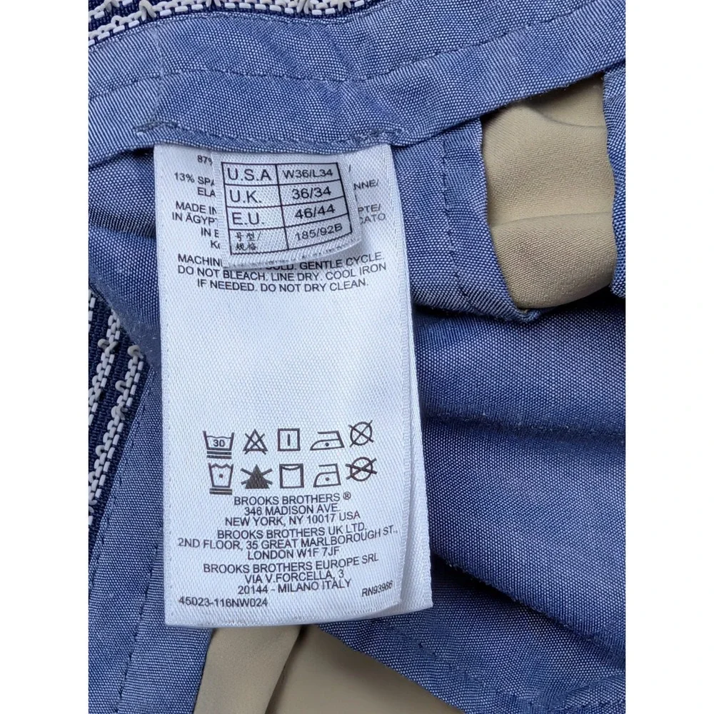 Brooks Brothers Men's 36x34 Stretch Advantage Chino Pants Khaki Flat Front Egypt